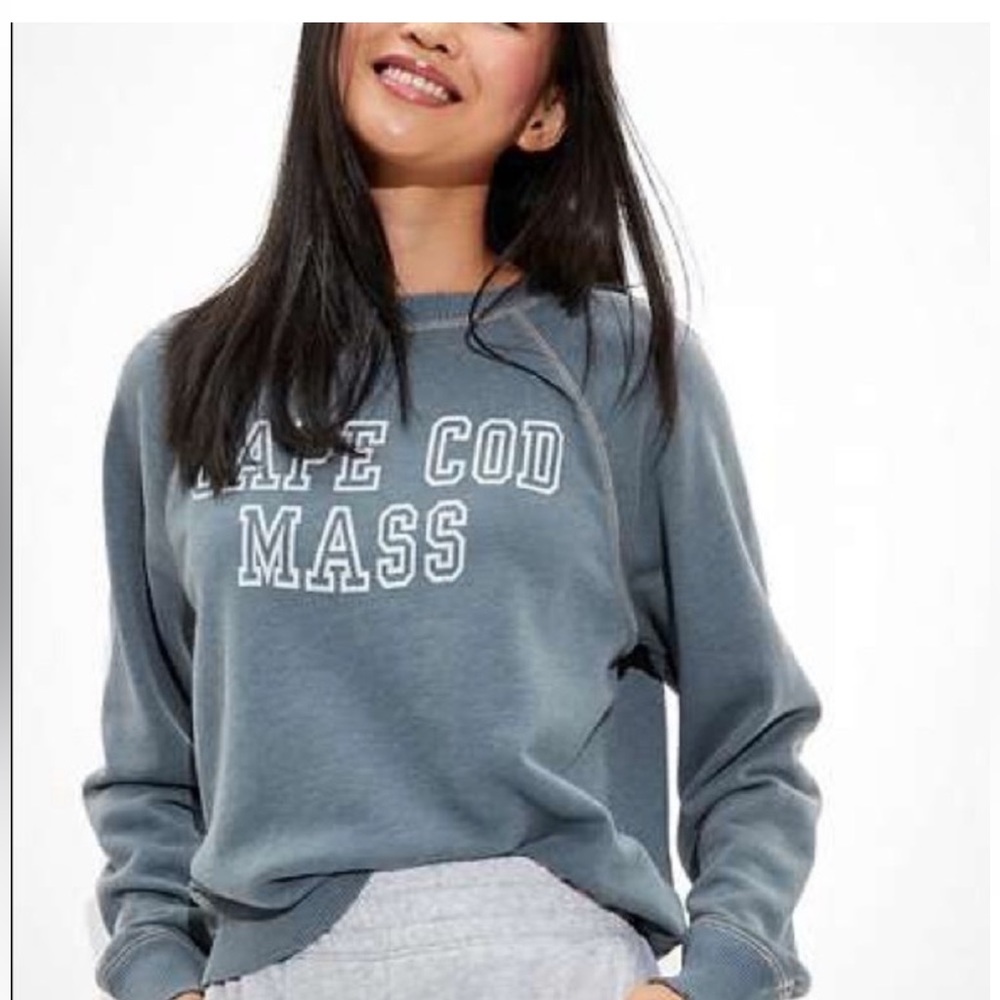 American Eagle Blue Cape Cod Mass Exposed Seam Pullover Sweatshirt - size XL
